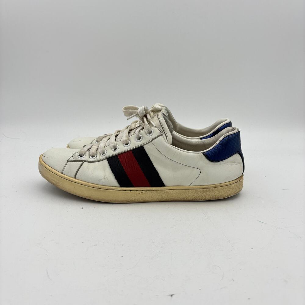 Gucci White Ace Low Sneakers Men's 9 Luxury Streetwear - Picture 5 of 15